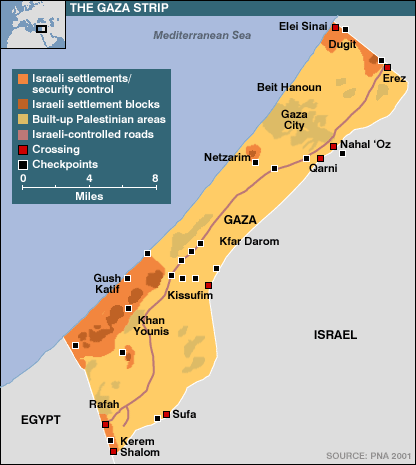 Mappa strisica di Gaza