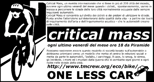 scarica il PDF Critical Mass Roma  ogni ultimo venerdi