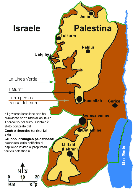 mappa del muro israeliano